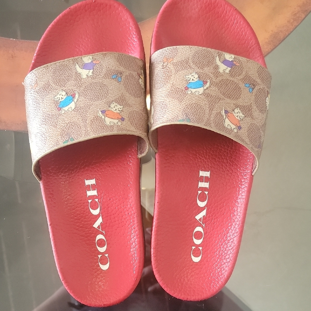 Coach Kitten Red Slide Sandals